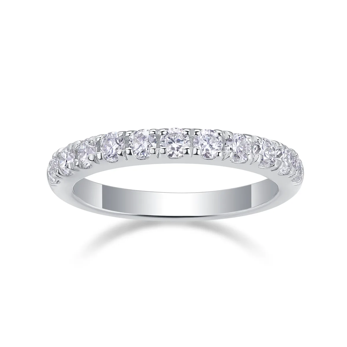 R13238 S925 Silver 18K White Gold Anniversary Ring Women's Ring Moissanite Melee 0.48CT