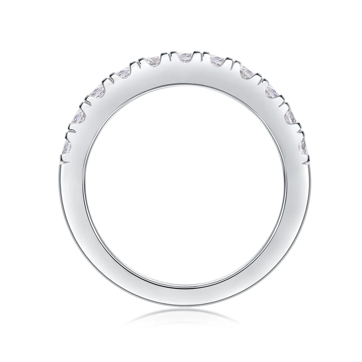 R13238 S925 Silver 18K White Gold Anniversary Ring Women's Ring Moissanite Melee 0.48CT