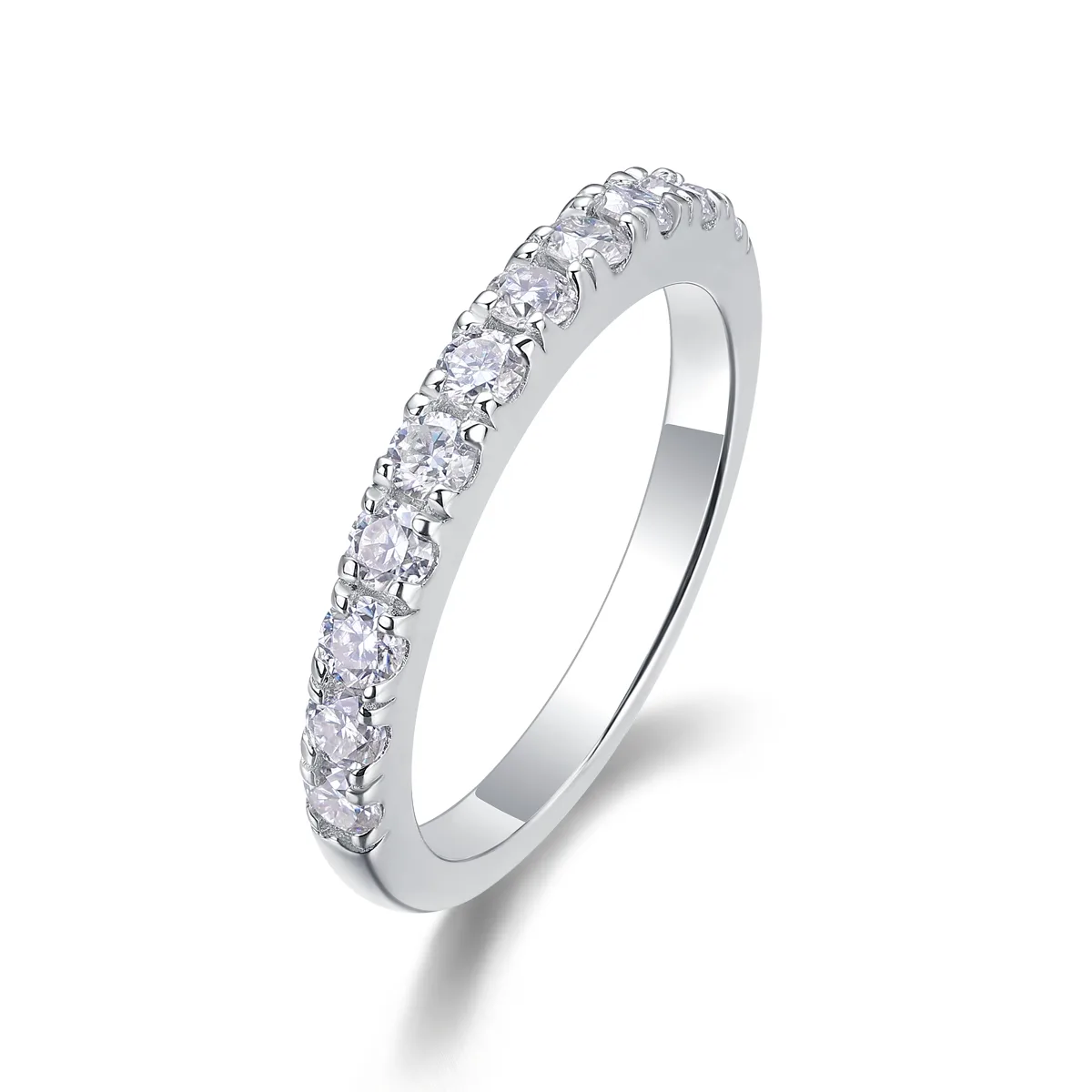 R13238 S925 Silver 18K White Gold Anniversary Ring Women's Ring Moissanite Melee 0.48CT