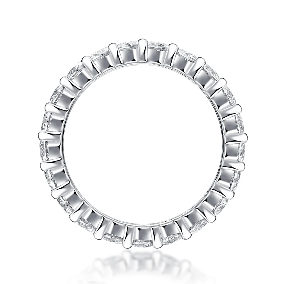 R12742 S925 Silver 18K White Gold Wedding Band Women's Ring Moissanite Melee 2.1CT