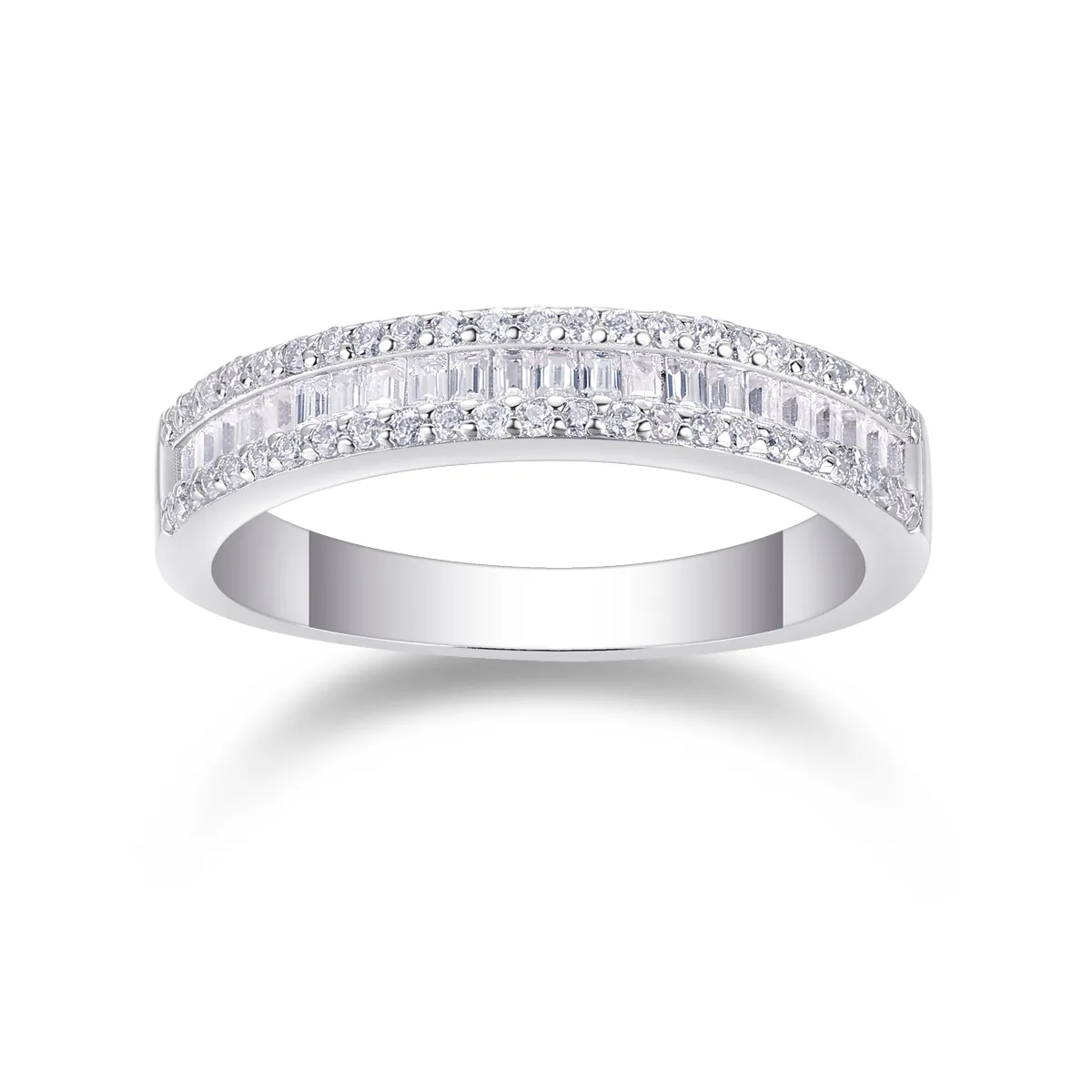 R13129 S925 Silver 18K White Gold Anniversary Ring Women's Ring Moissanite 0.51CT