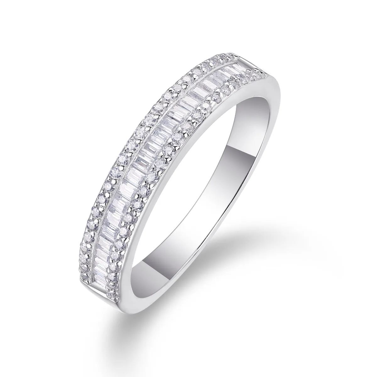 R13129 S925 Silver 18K White Gold Anniversary Ring Women's Ring Moissanite 0.51CT