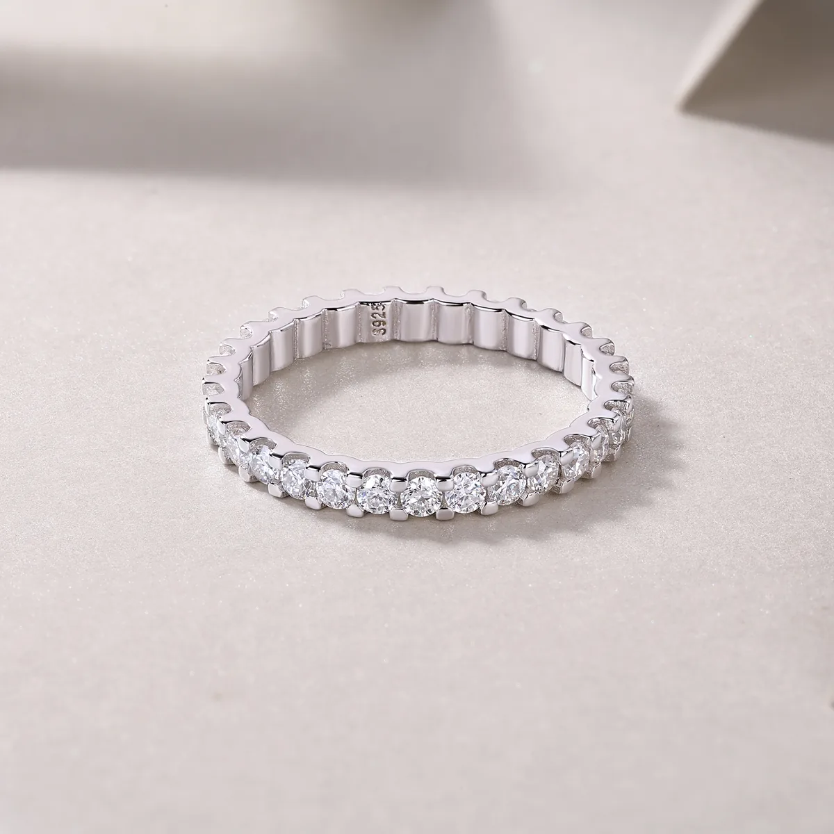 R13147 S925 Silver 18K White Gold Promise Ring Women's Ring Moissanite 0.9CT
