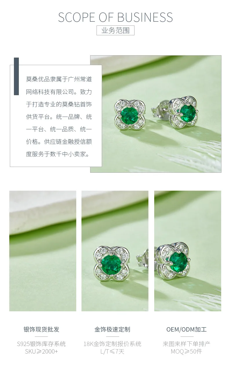 E2020422 Round Lab-Grown Emerald S925 White-Gold-Plated Silver Earrings 4.0mm/0.