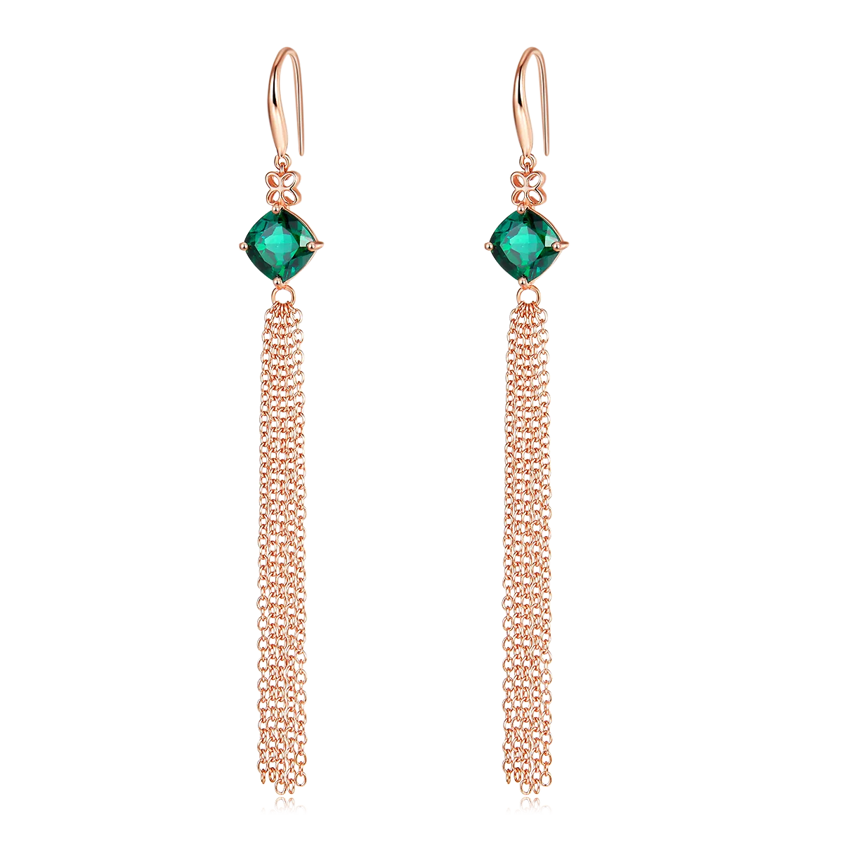 E2020983 Cushion Lab-Grown Emerald S925 Silver Earrings Center Stone 8.0mm/3.7CT