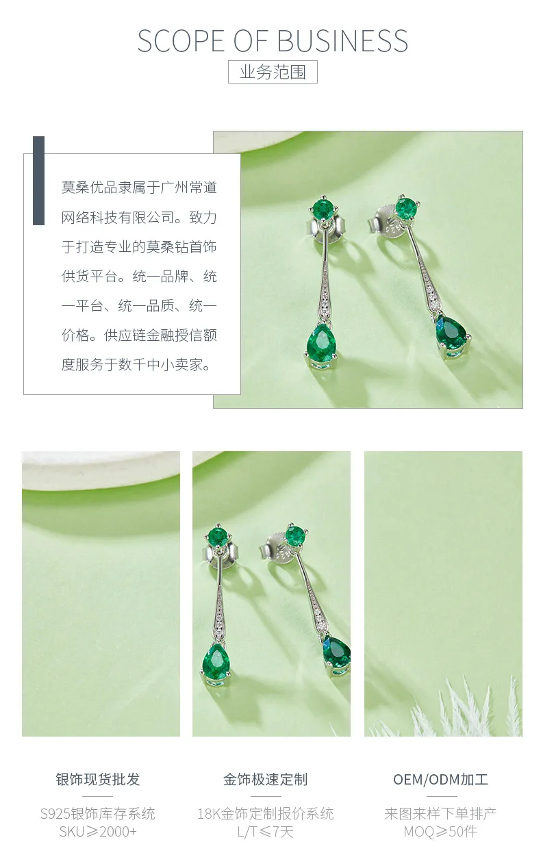 E2020426 Pear Lab-Grown Emerald S925 White-Gold-Plated Silver Earrings Center St