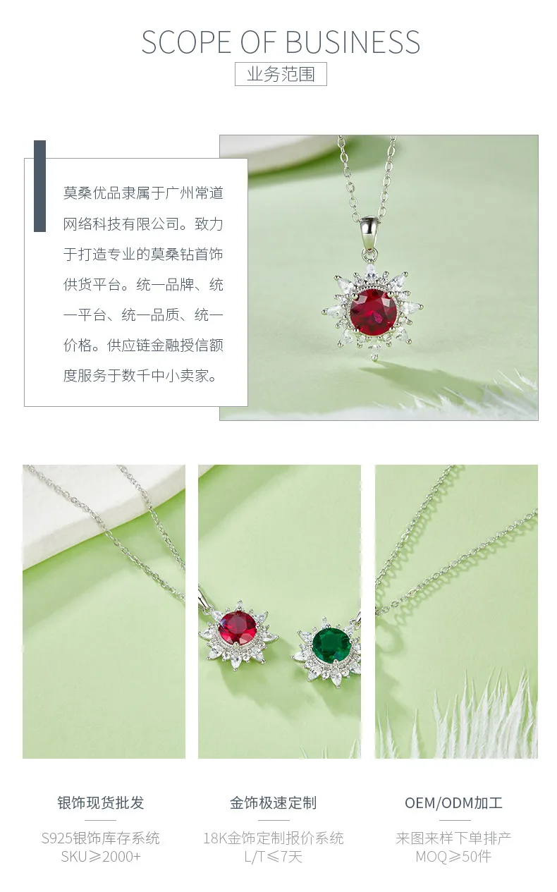 P1642 Round Lab-Grown Gemstone S925 White-Gold-Plated Silver Necklace Center Sto