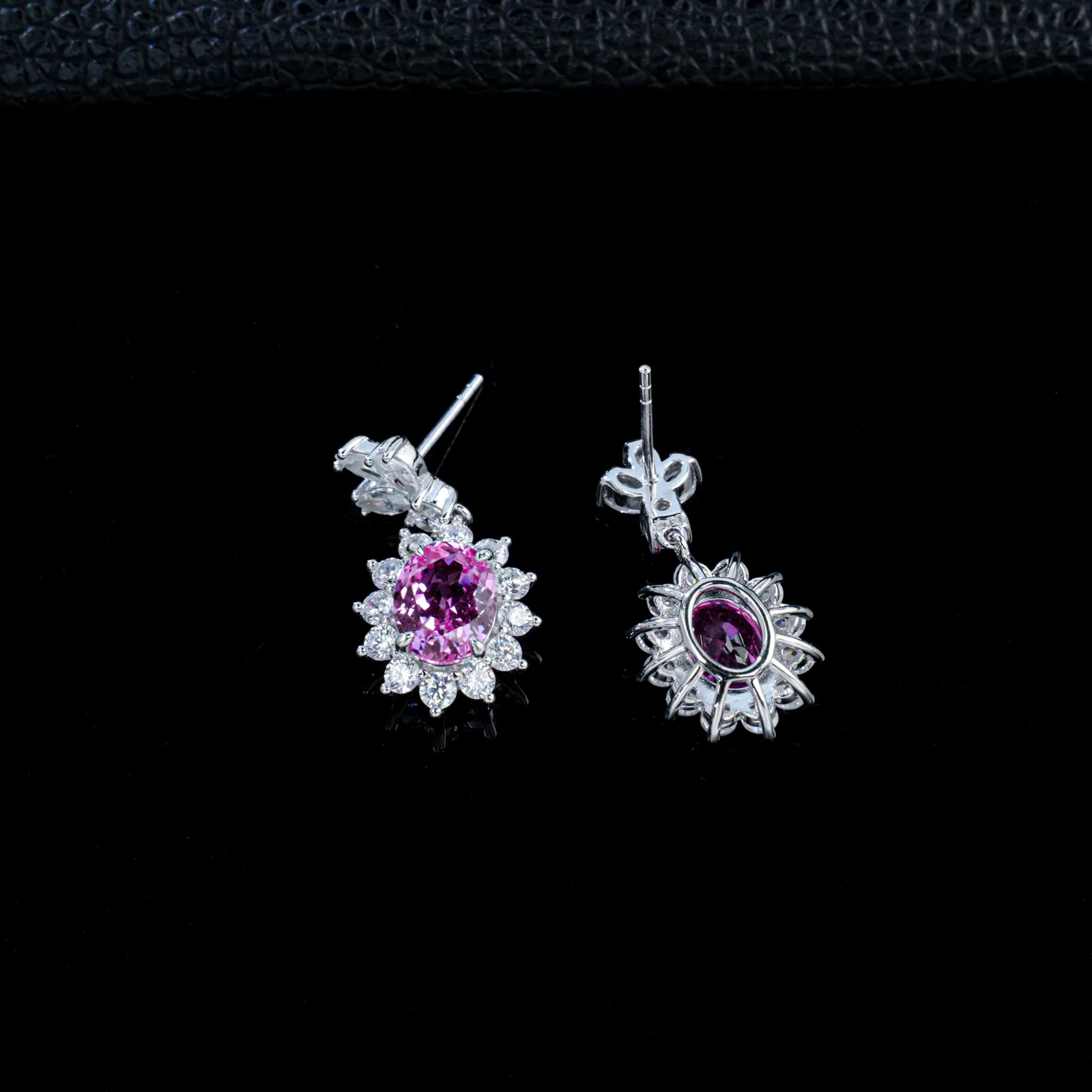 P0052R Oval Lab-Grown Ruby S925 White-Gold-Plated Silver Earrings Center Stone 9*7mm/3.2CT
