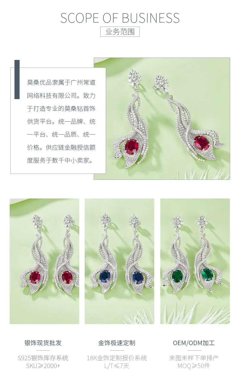 E0813 Oval Lab-Grown Gemstone S925 White-Gold-Plated Silver Earrings Center Ston
