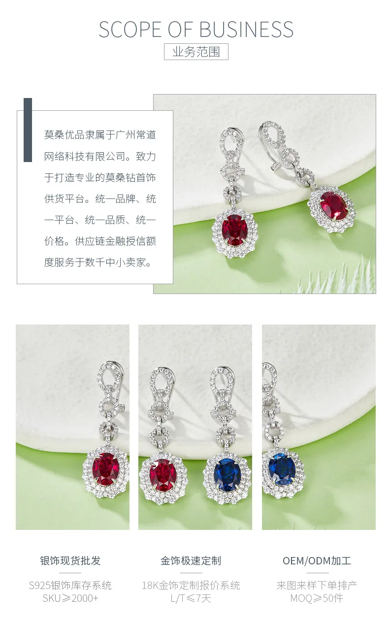 E202320 Oval Lab-Grown Gemstone S925 White-Gold-Plated Silver Earrings 4.0CT det