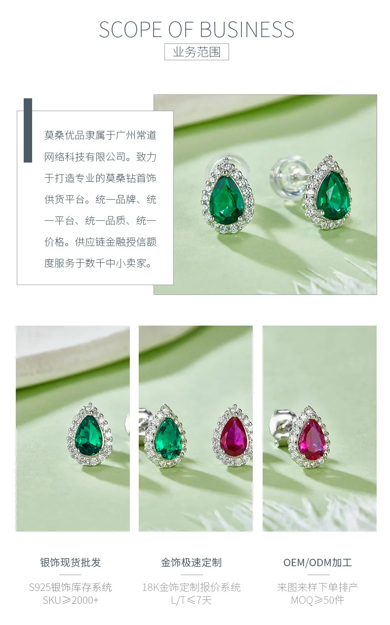 E1617 Pear Lab-Grown Gemstone S925 White-Gold-Plated Silver Earrings 1.0CT detai
