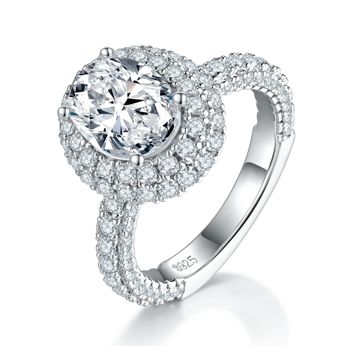 R240228005 S925 Silver 18K White Gold Oval Moissanite Engagement Ring Women's Ring 7*9mm/2.0CT