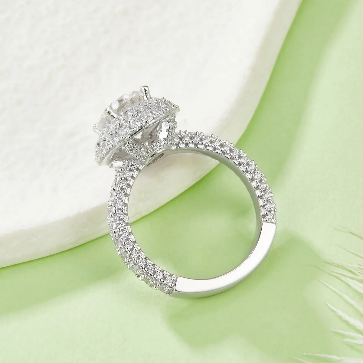 R240228005 S925 Silver 18K White Gold Oval Moissanite Engagement Ring Women