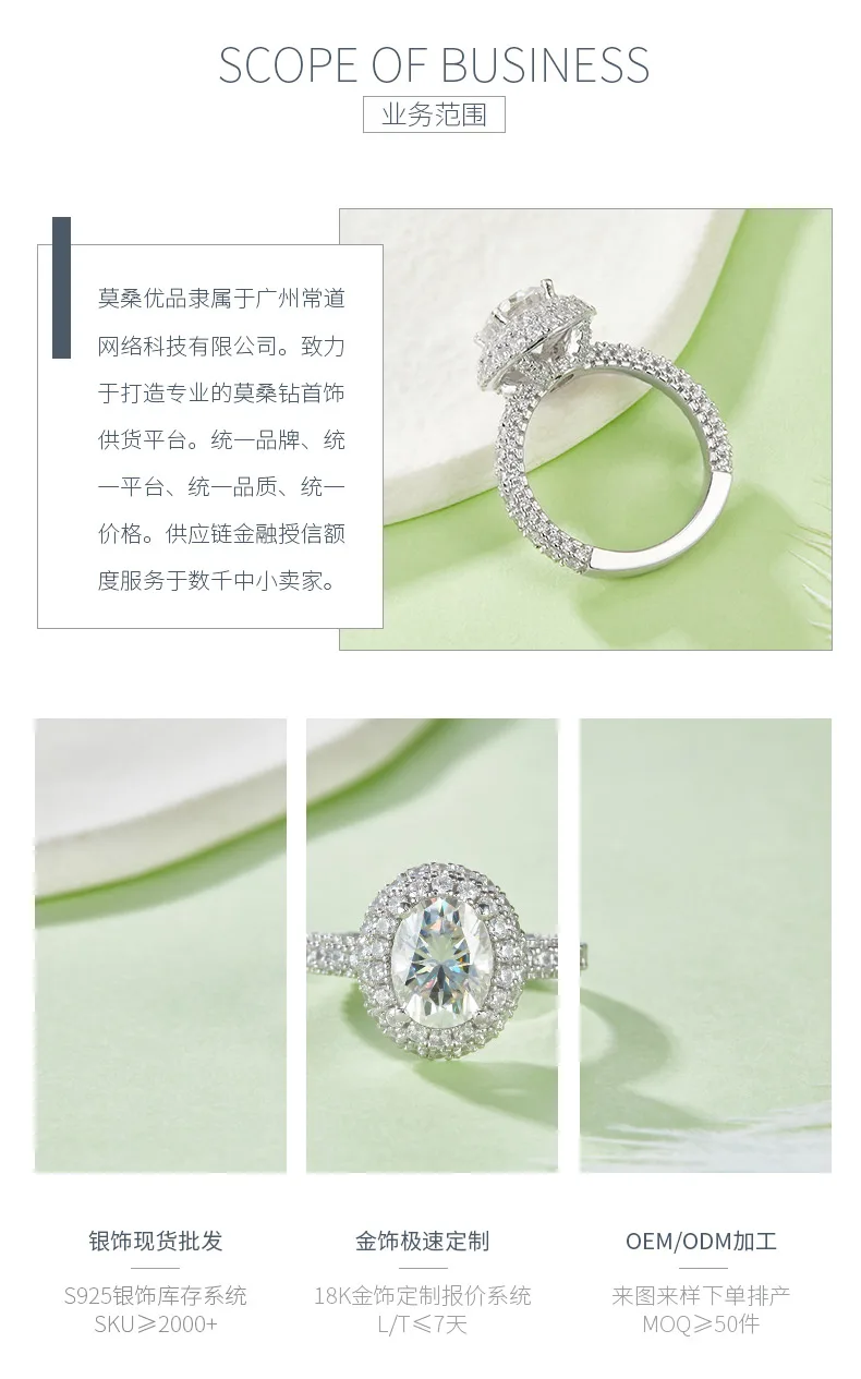 R240228005 S925 Silver 18K White Gold Oval Moissanite Engagement Ring Women