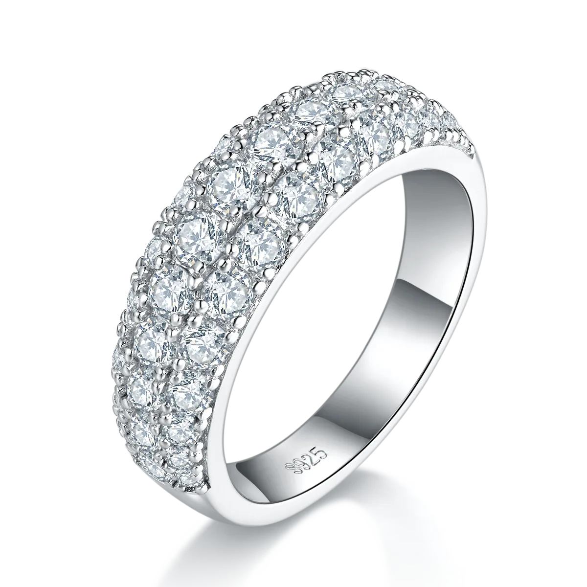 R240228002 S925 Silver 18K White Gold Moissanite Melee Confession Ring Women's Ring 1.92ct