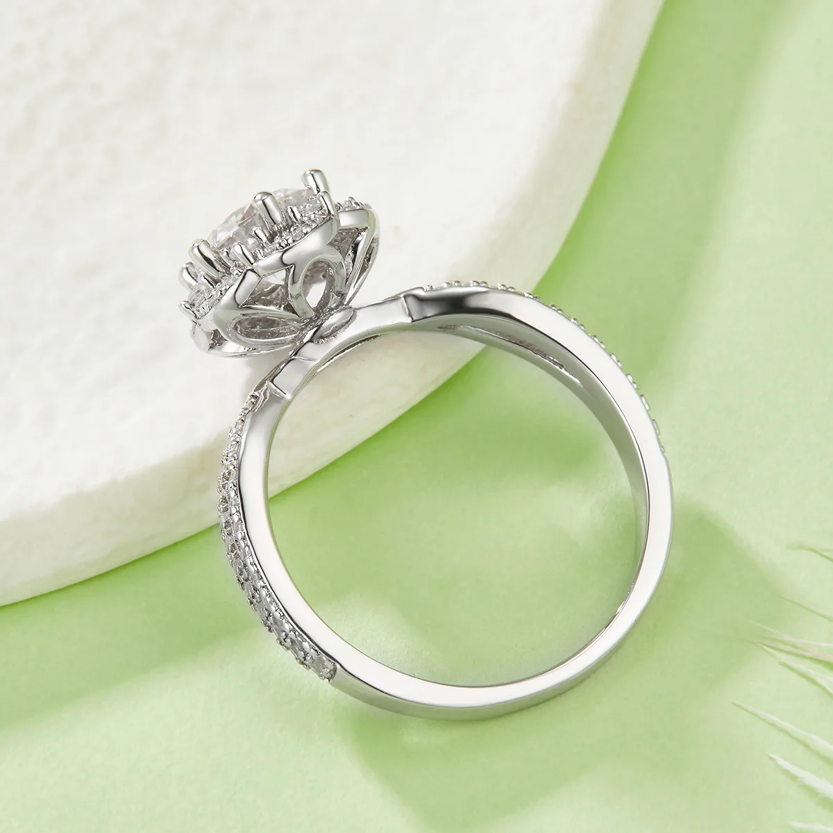 R230228014 S925 Silver 18K White Gold Round Moissanite Wedding Band Women's Ring 6.5mm/1.0CT
