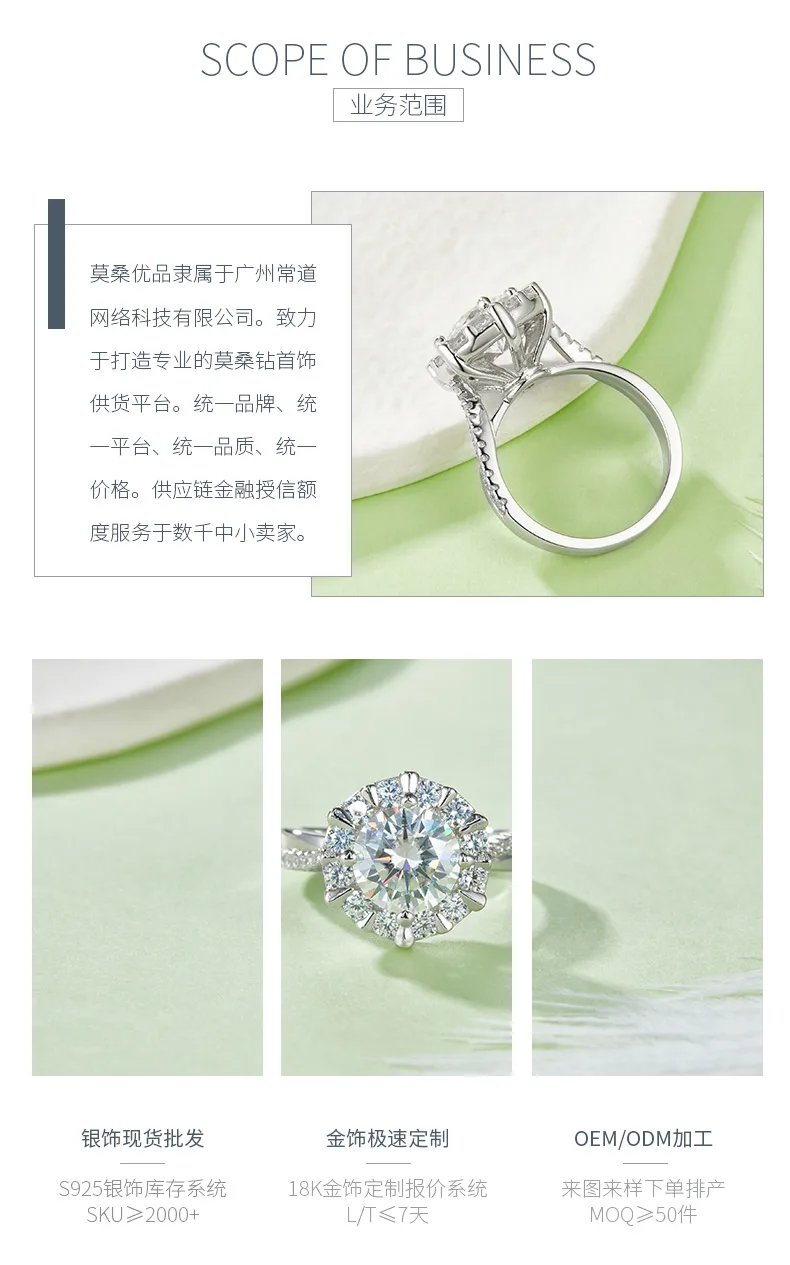 R230727018 S925 Silver 18K White Gold Round Moissanite Engagement Ring Women