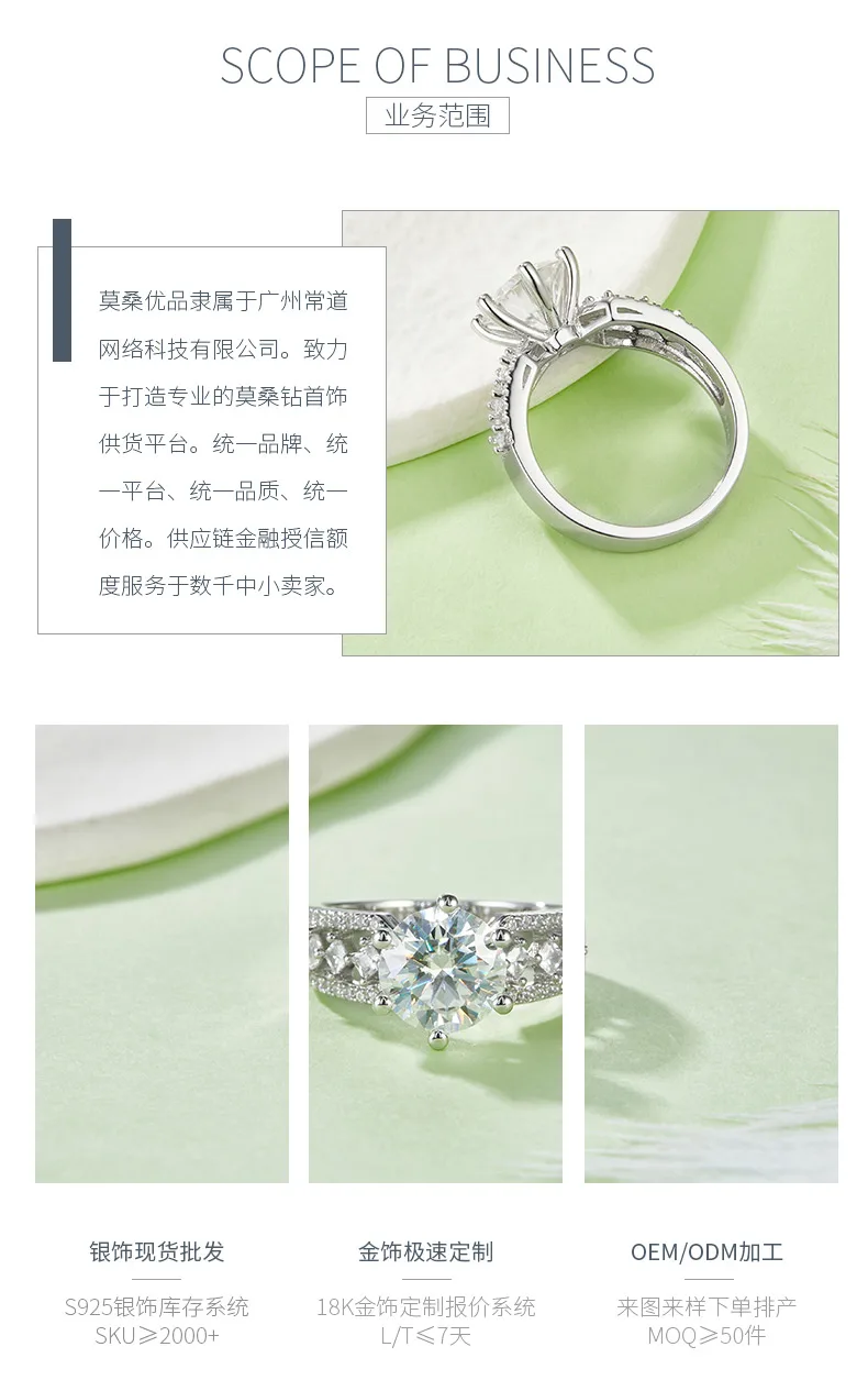 R230228008 S925 Silver 18K White Gold Round Moissanite Proposal Ring Women