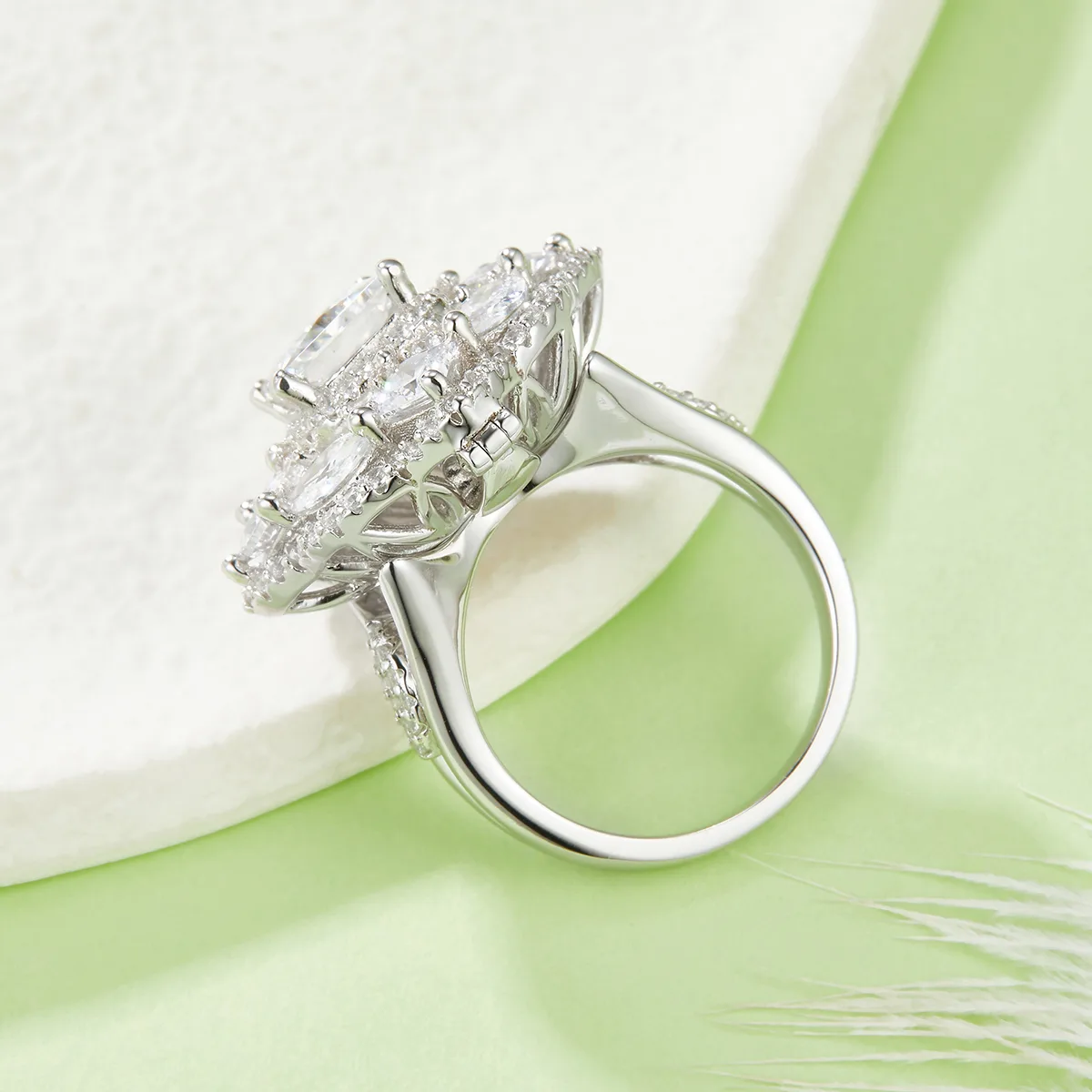 R230320044 S925 Silver 18K White Gold Princess Moissanite 2.0CT Proposal Ring Women's Ring/ Pendant