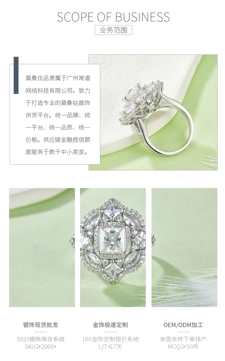 R230320044 S925 Silver 18K White Gold Princess Moissanite 2.0CT Proposal Ring Wo
