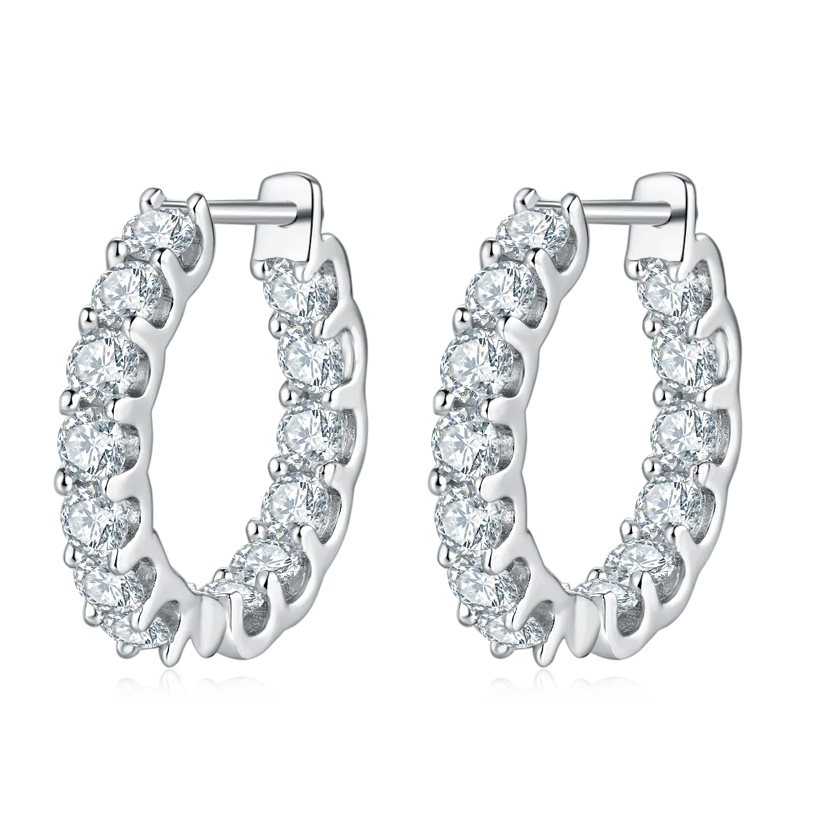 E240329004 S925 Silver 18K White Gold Half Earrings Moissanite Melee 3.0mm/2.6ct