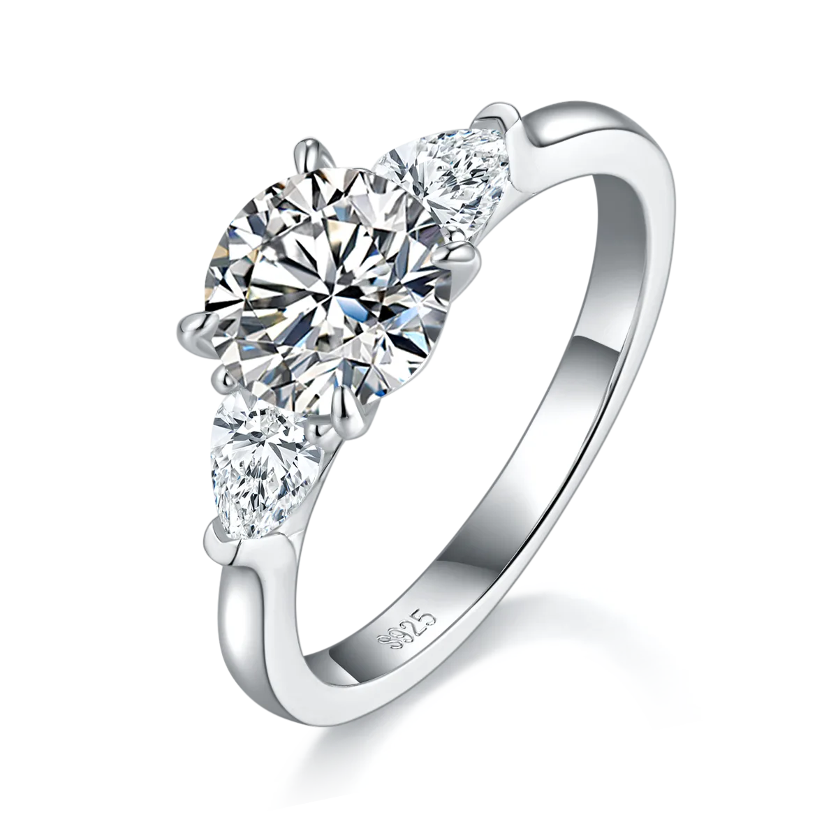 R240311023 S925 Silver 18K White Gold Round Moissanite Anniversary Ring Women's Ring 8.0mm/2.0CT