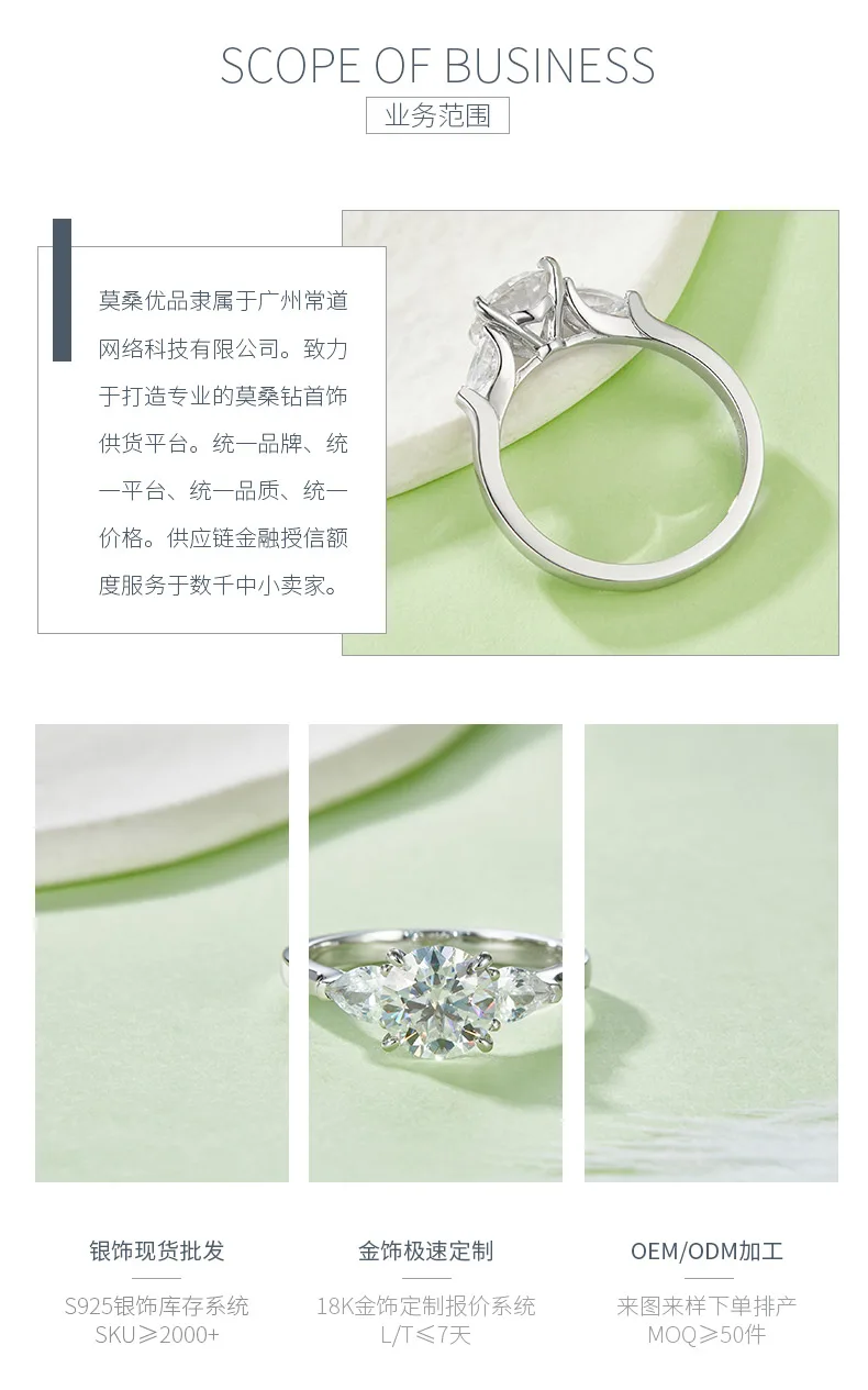 R240311023 S925 Silver 18K White Gold Round Moissanite Anniversary Ring Women