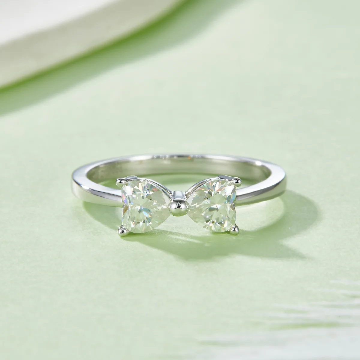 R240311007 S925 Silver 18K White Gold Heart Moissanite Promise Ring Women's Ring Center Stone 5.0mm/1.0CT