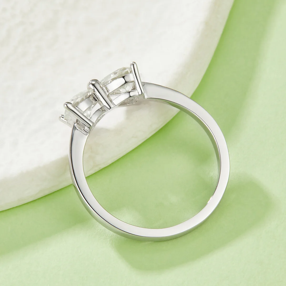 R240311007 S925 Silver 18K White Gold Heart Moissanite Promise Ring Women's Ring Center Stone 5.0mm/1.0CT