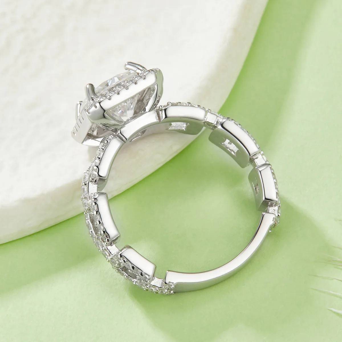 R221224014 S925 Silver 18K White Gold Asscher Moissanite Proposal Ring Women's Ring 8*8mm/2.5CT