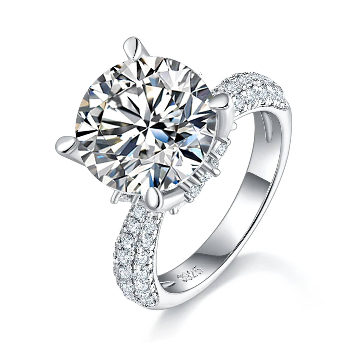 R221107012 S925 Silver 18K White Gold Round Moissanite Proposal Ring Women's Ring 11.0mm/5.0CT