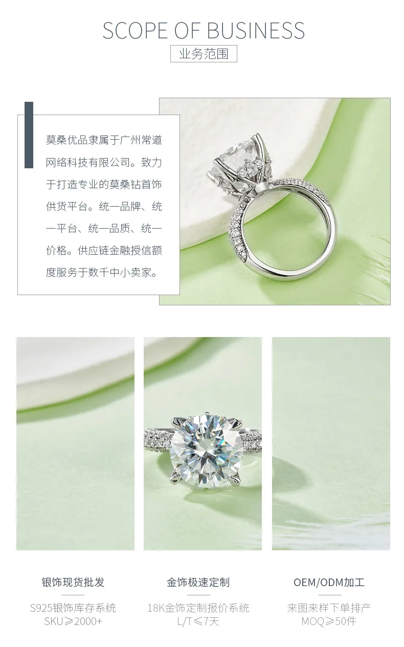 R221107012 S925 Silver 18K White Gold Round Moissanite Proposal Ring Women