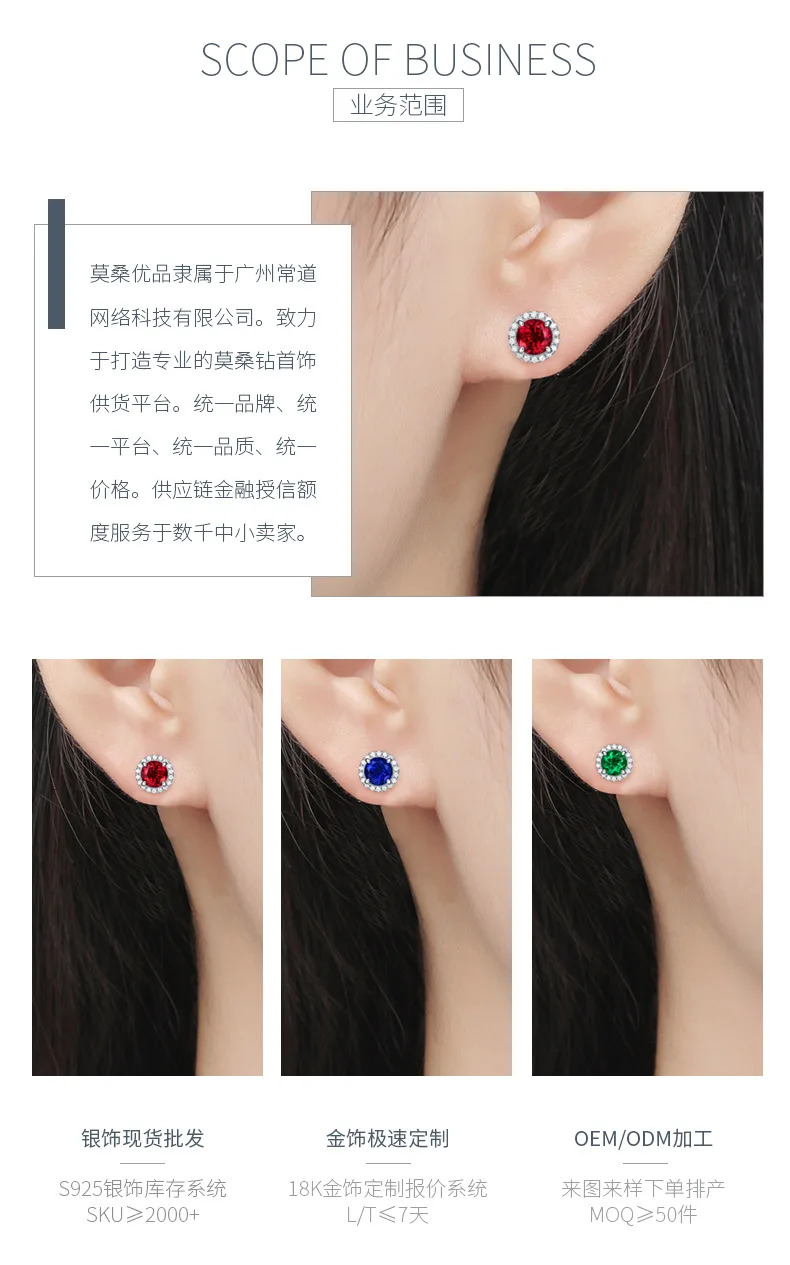 XSE0103 Lab-Grown Gemstone S925 White-Gold-Plated Silver Stud Earrings Round 1.0