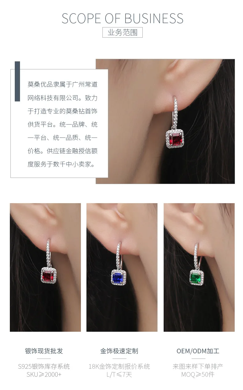XSE0105 Lab-Grown Gemstone S925 White-Gold-Plated Silver Earrings Square 1.0ct d