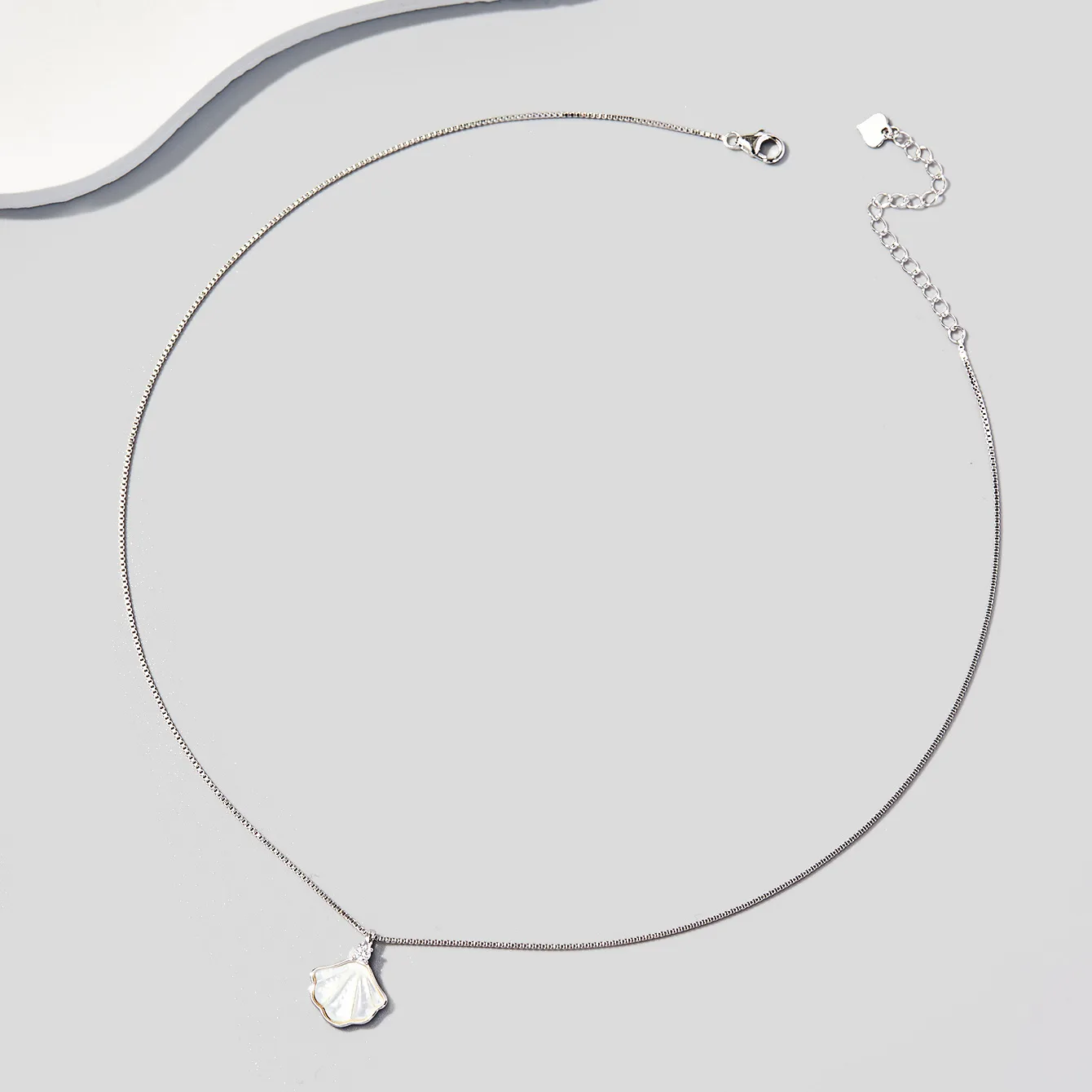 NS01321A1 S925 White-Gold-Plated Silver Necklace Collarbone Chain