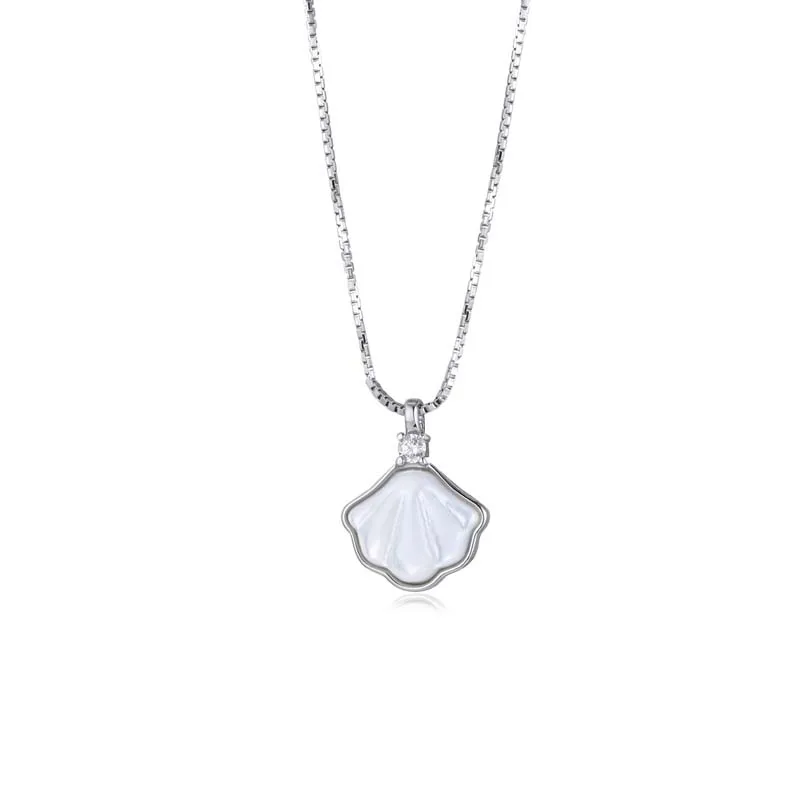 NS01321A1 S925 White-Gold-Plated Silver Necklace Collarbone Chain