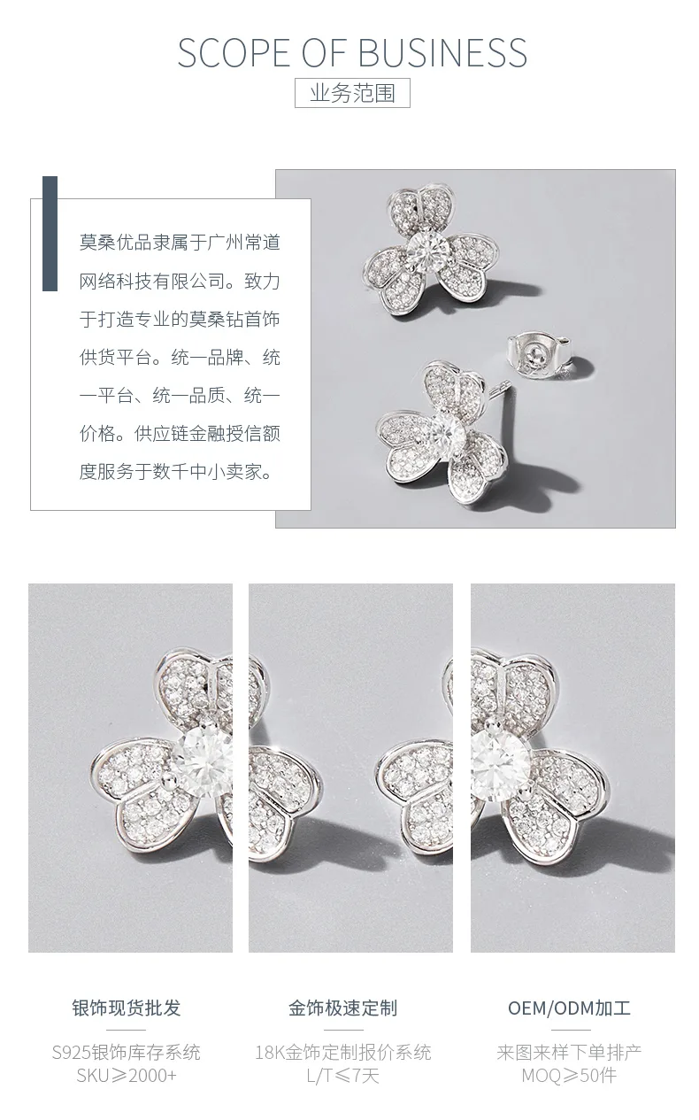 ES03244A1 S925 White-Gold-Plated Silver Cubic Zirconia Flower Stud Earrings deta