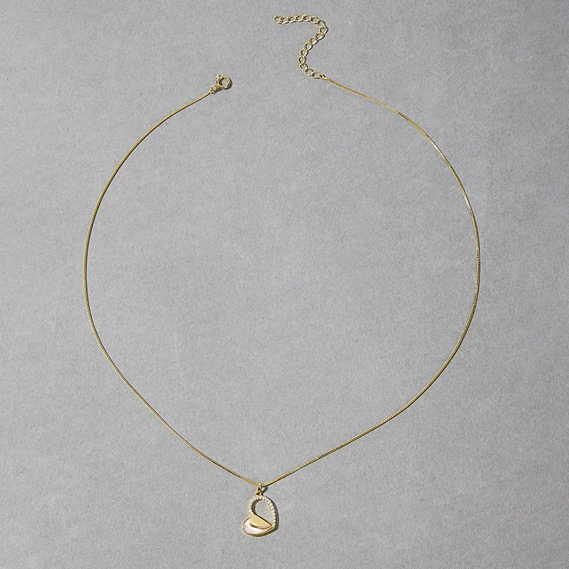 NS01405A1 S925 Silver 14K Yellow Natural Zircon Collarbone Chain