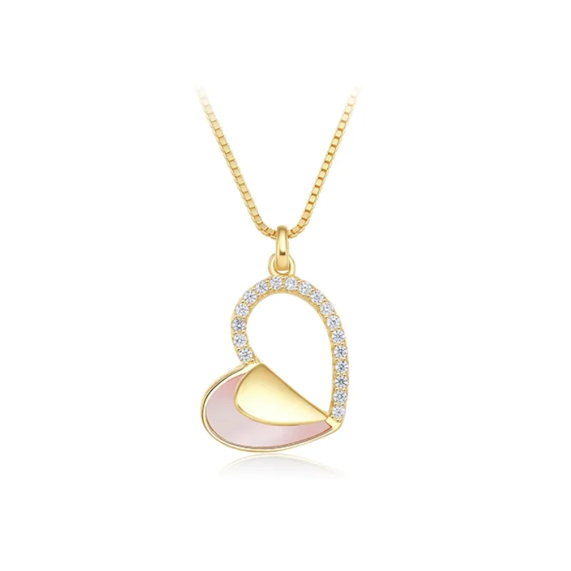 NS01405A1 S925 Silver 14K Yellow Natural Zircon Collarbone Chain