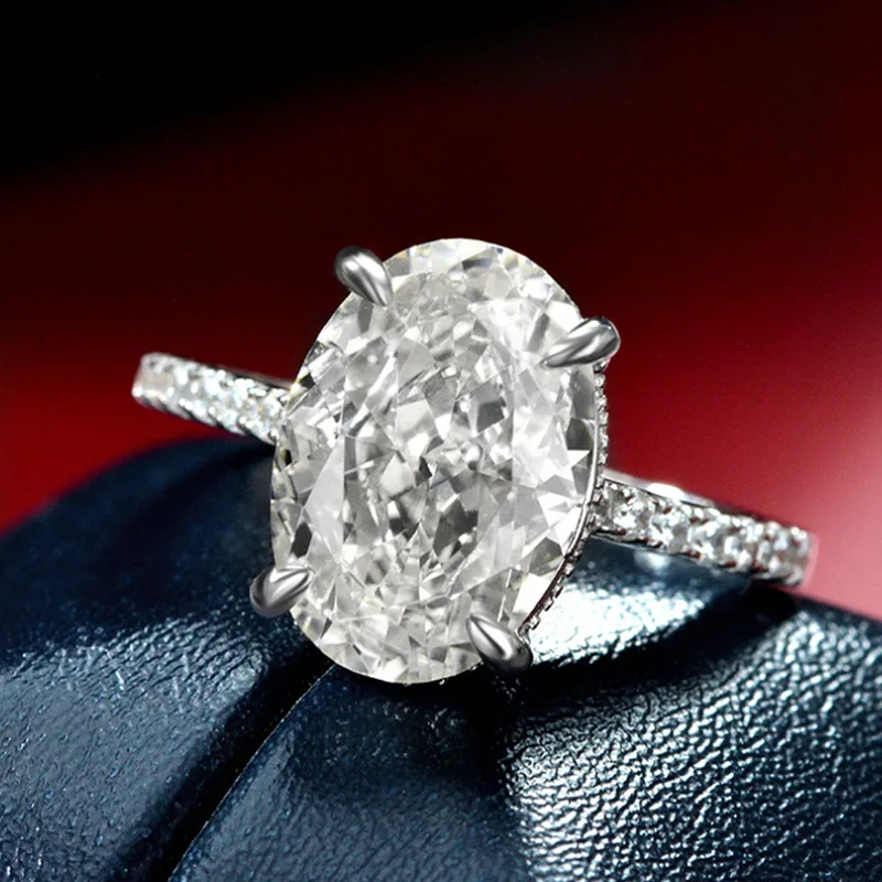 RS02672A1 S925 White-Gold-Plated Silver High-Carbon Diamond Confession Ring Ice-Cut White 8*12mm Oval