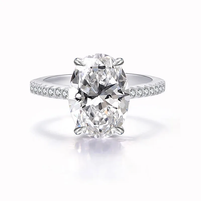 RS02672A1 S925 White-Gold-Plated Silver High-Carbon Diamond Confession Ring Ice-Cut White 8*12mm Oval