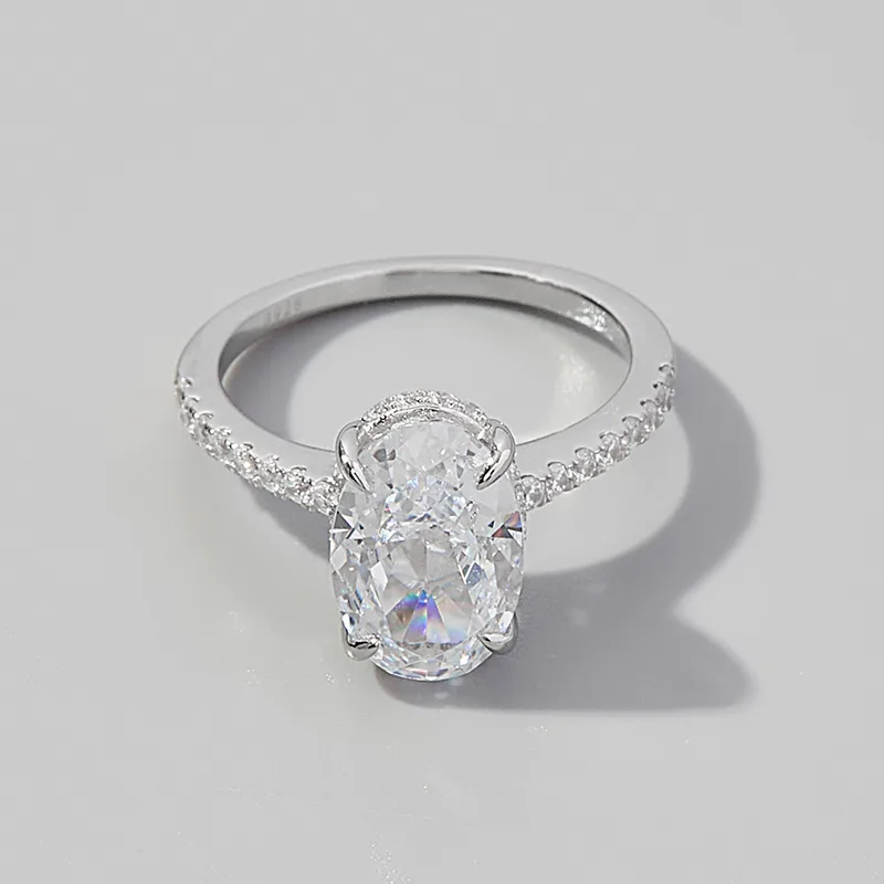 RS02672A1 S925 White-Gold-Plated Silver High-Carbon Diamond Confession Ring Ice-Cut White 8*12mm Oval
