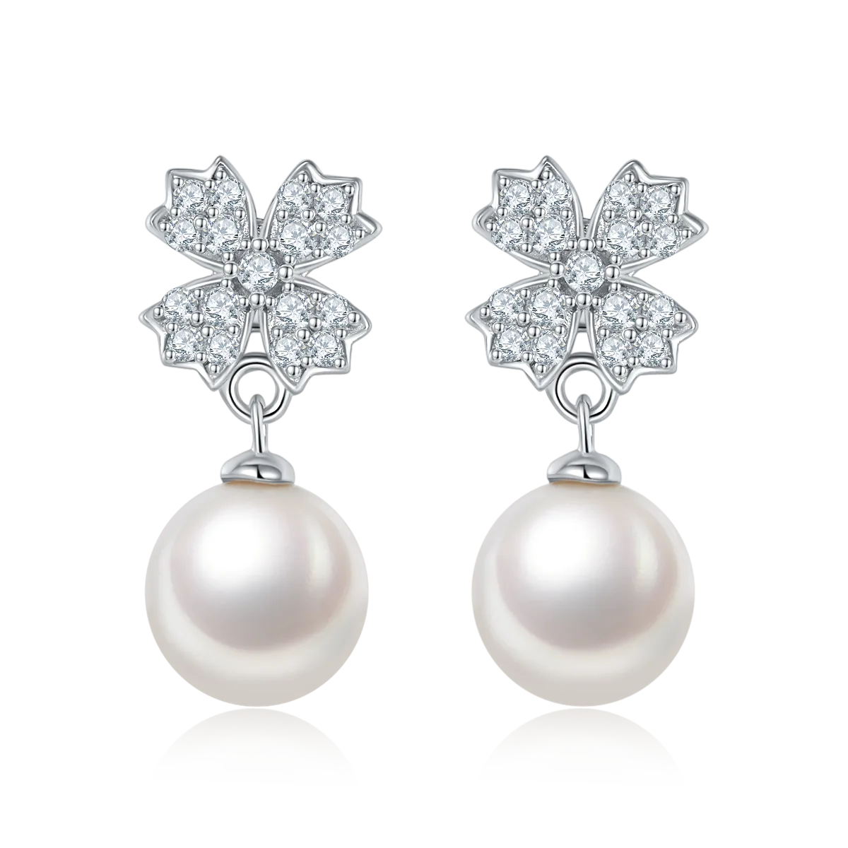DSYE15 S925 White-Gold-Plated Silver Stud Earrings Freshwater Pearl