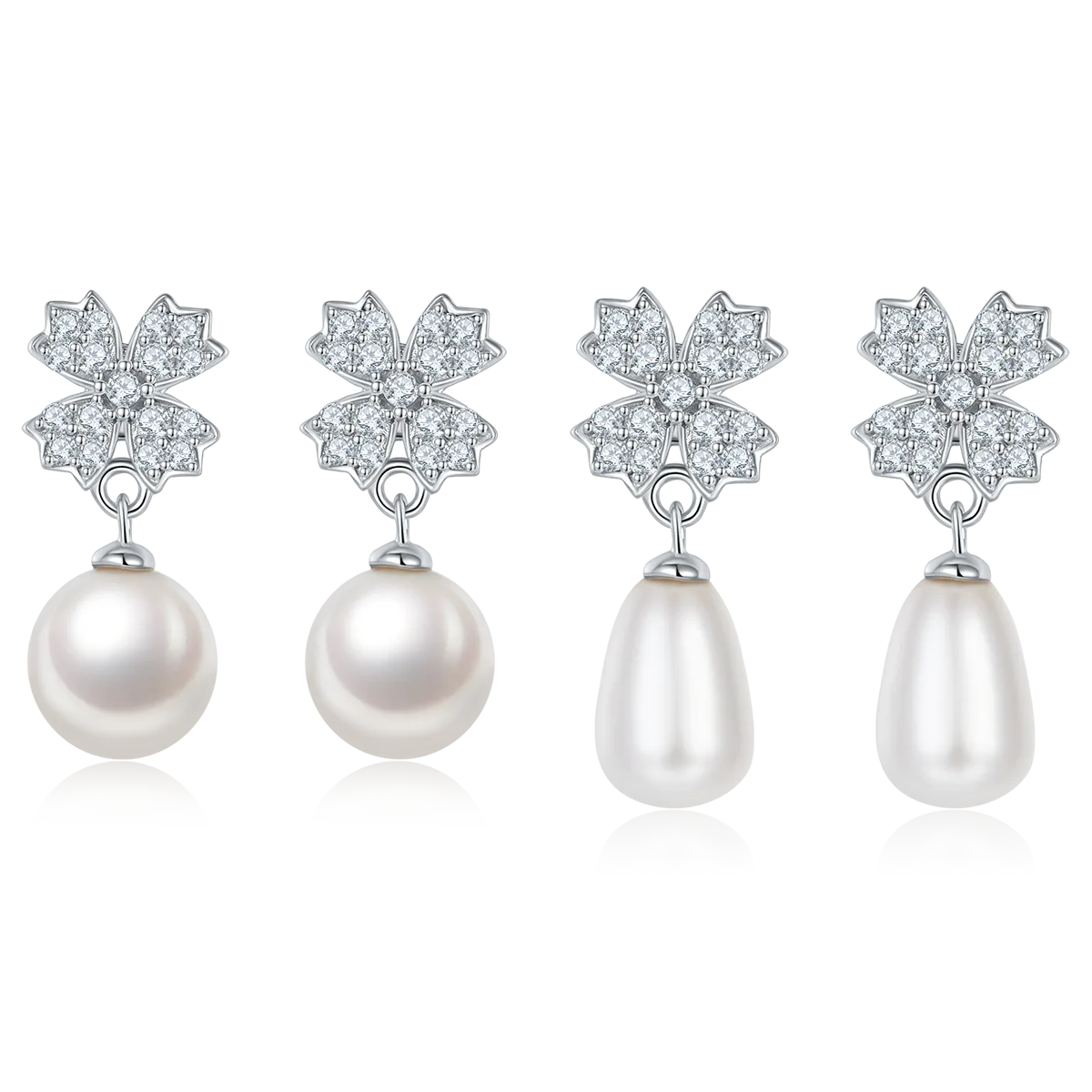 DSYE15 S925 White-Gold-Plated Silver Stud Earrings Freshwater Pearl
