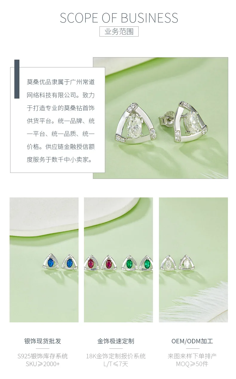DSYE18 Synthetic Lab-Grown Gemstone S925 White-Gold-Plated Silver Stud Earrings 
