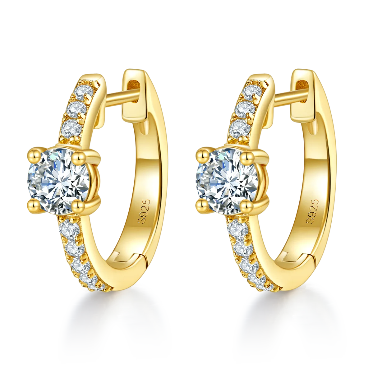 Single-Row Half Four-Prong Earrings S925 Silver Moissanite Melee D 1.31CT