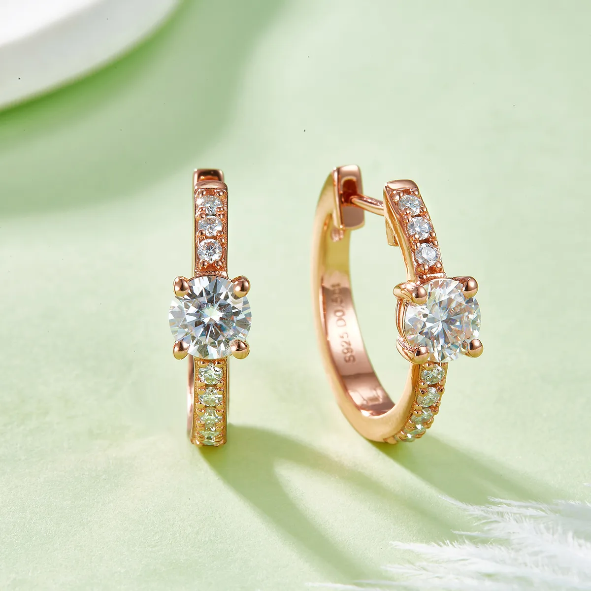 Single-Row Half Four-Prong Earrings S925 Silver Moissanite Melee D 1.31CT