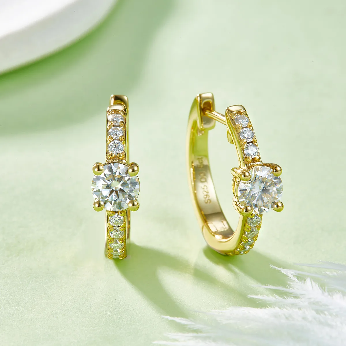 Single-Row Half Four-Prong Earrings S925 Silver Moissanite Melee D 1.31CT