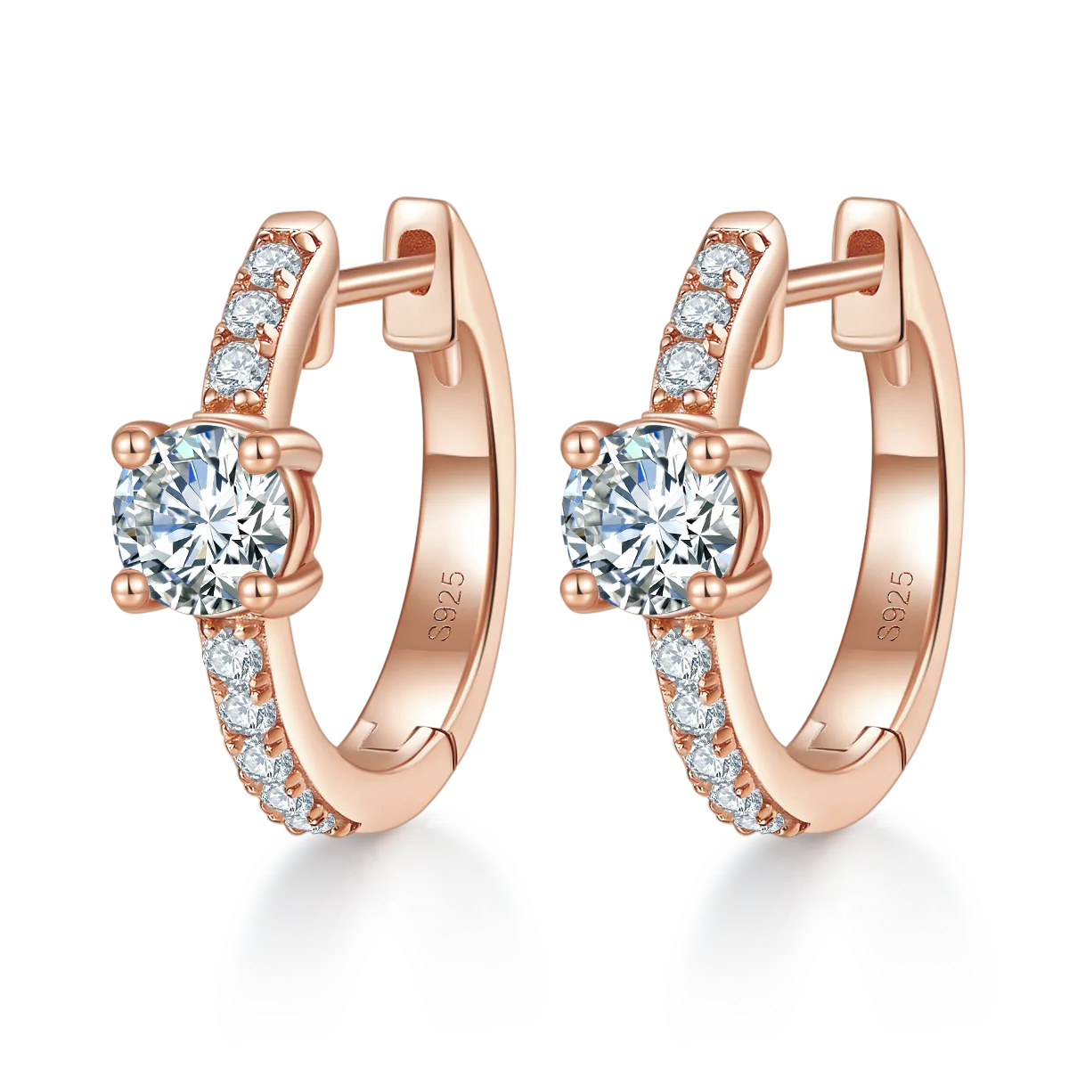 Single-Row Half Four-Prong Earrings S925 Silver Moissanite Melee D 1.31CT
