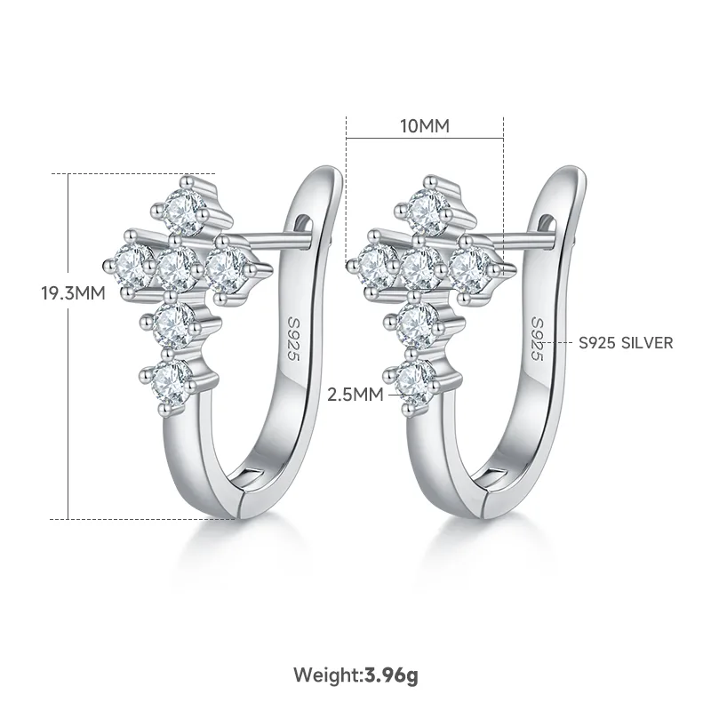 Earrings S925 Silver Moissanite Melee D 0.72CT